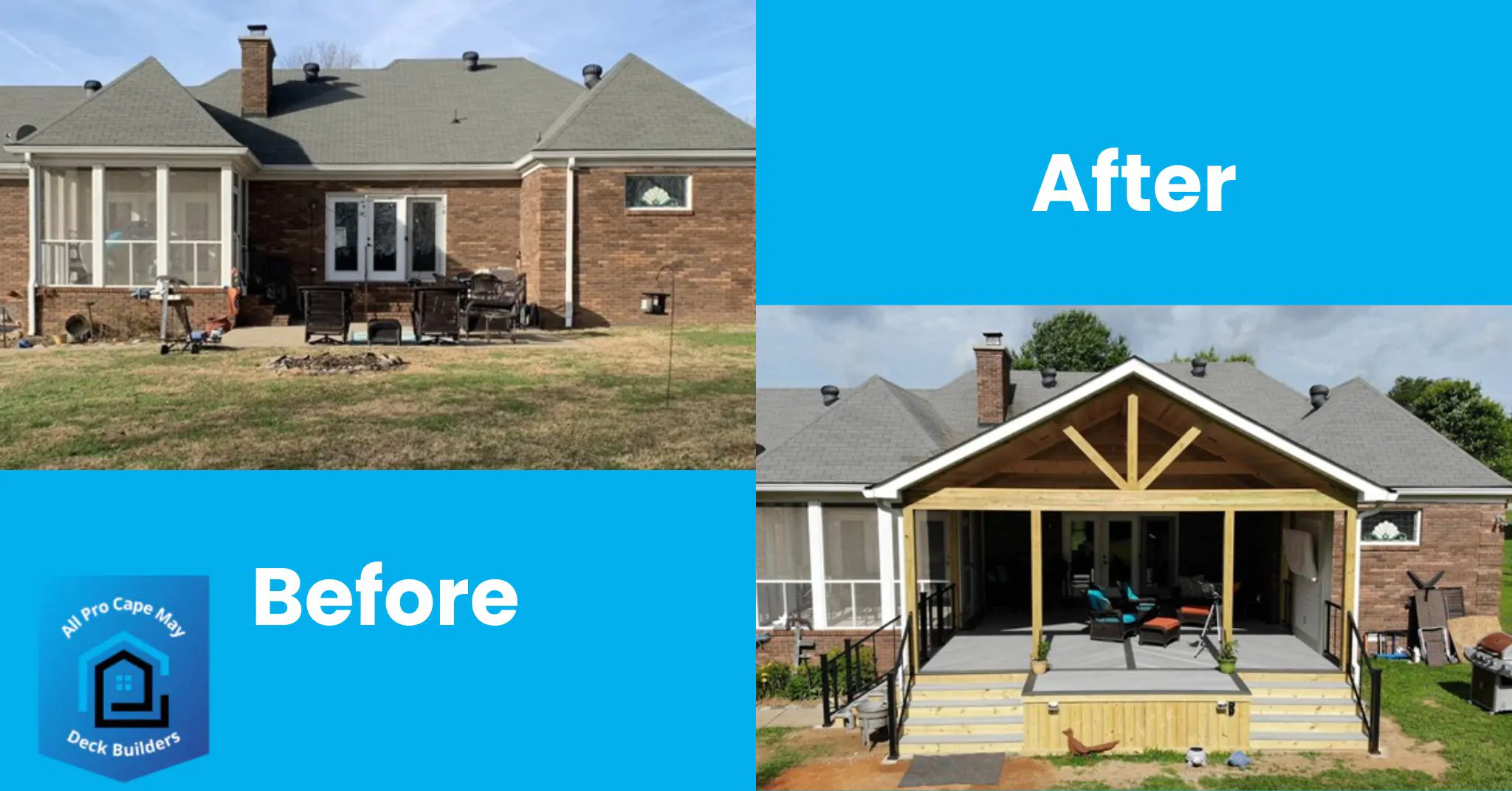 Before and After Porch Installation Service - All Pro Cape May Deck Builders