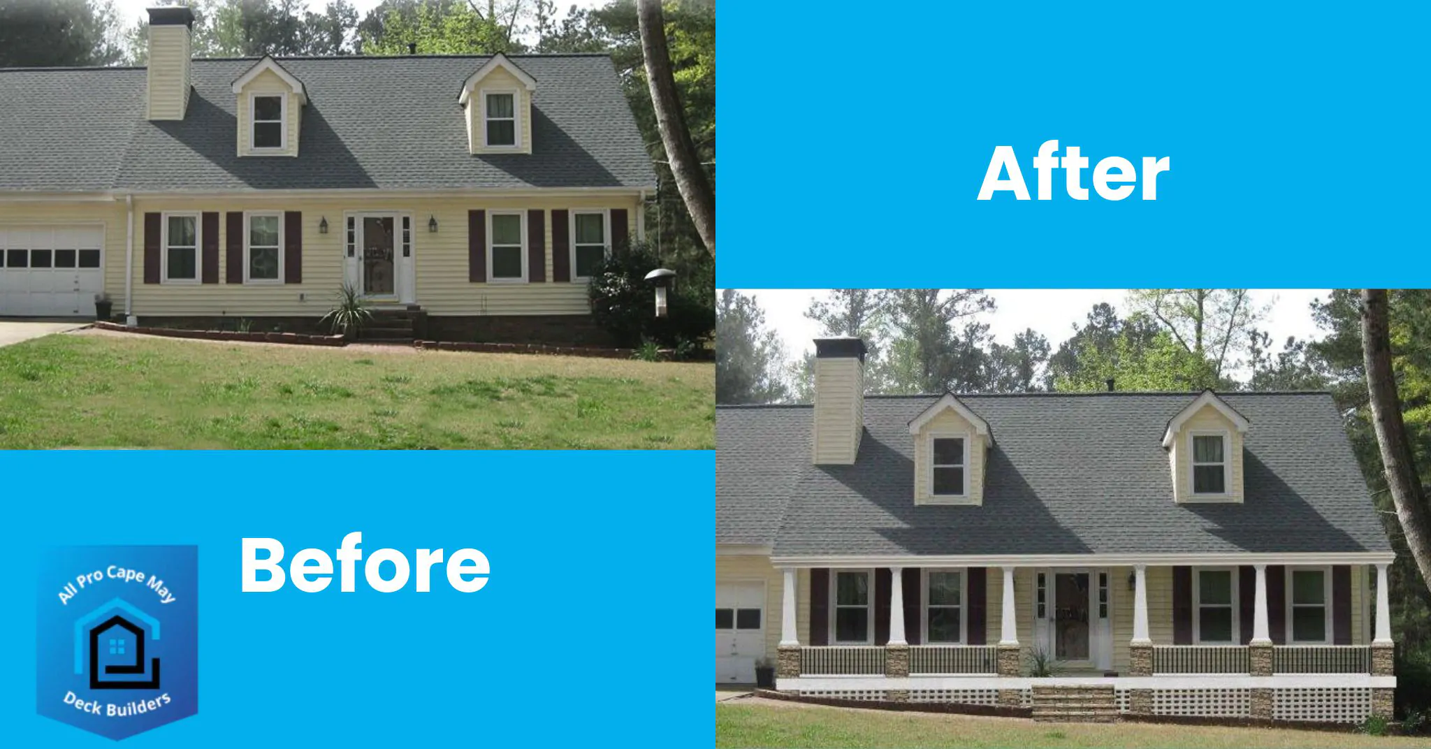 Before and After Professional Porch Installation Service - All Pro Cape May Deck Builders