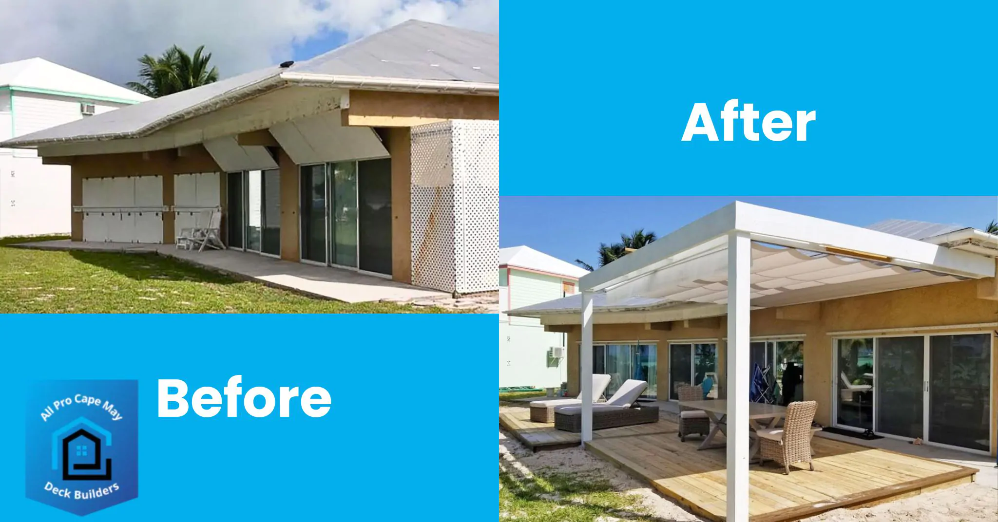 Before and After Shade Structures Installation Service - All Pro Cape May Deck Builders