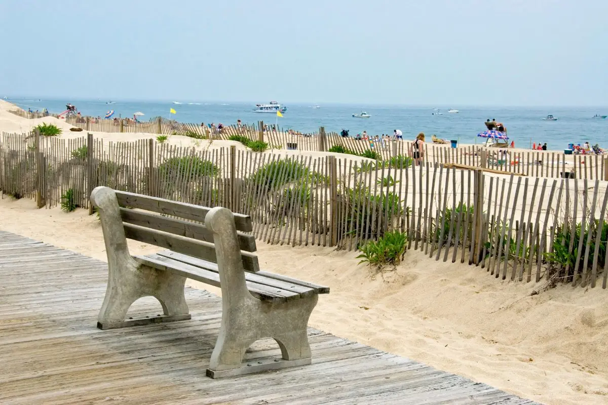 bench near the beach at new jersey shore