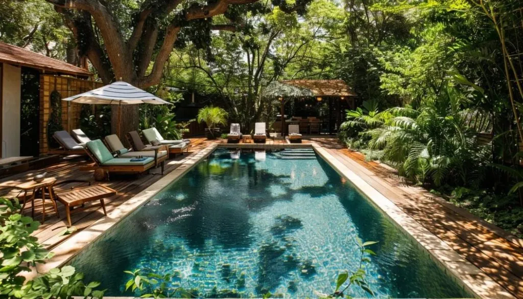 stunning outdoor pool design under the tree